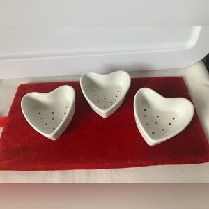 Apilco France Lot 3 Three White Porcelain Coeur a la Cream Heart Cheese Molds